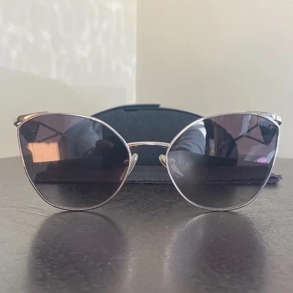 Prada SPR50Z Silver Cateye Sunglasses display picture 1